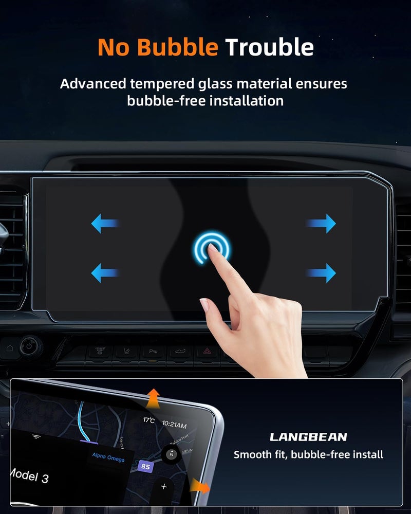 LANGBEAN Anti-Glare Matte Screen Protector for 2022-2025 Chevy Silverado/ GMC Sierra 1500/ 2500HD /3500HD/, 13.4-Inch Infortainment Touchscreen Protector, 9H Tempered Glass /Anti-Fingerprint /Anti-Bubble - Image 5